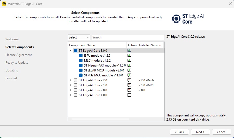 STEdgeAI-Core installation Wizard
